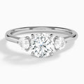 Round Fiona Three Stone Lab Grown Diamond Engagement Ring In Platinum - Lucenjuri