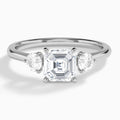 Asscher Fiona Three Stone Lab Diamond Engagement Ring In 18K White Gold - Lucenjuri