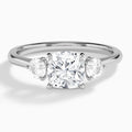 Cushion Fiona Three Stone Lab Diamond Engagement Ring In 14K White Gold - Lucenjuri