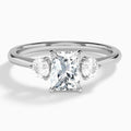 Radiant Fiona Three Stone Lab Diamond Engagement Ring In 14K White Gold - Lucenjuri