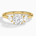 Round Fiona Three Stone Lab Diamond Engagement Ring In 14K Yellow Gold - Lucenjuri