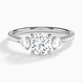 Round Luxe Three Stone Pavé Lab Diamond Engagement Ring In Platinum - Lucenjuri