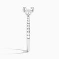 Asscher Luxe Three Stone Pavé Lab Diamond Engagement Ring In 18K White Gold, Side View