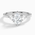Pear Luxe Three Stone Pavé Lab Diamond Engagement Ring In 14K White Gold - Lucenjuri