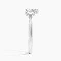 Heart Three Stone Emerald Lab Diamond Engagement Ring In Platinum, Side View