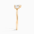 Heart Three Stone Emerald Lab Diamond Engagement Ring In 14K Rose Gold, Side View