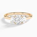 Round Three Stone Emerald Lab Diamond Engagement Ring In 14K Rose Gold - Lucenjuri