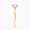 Emerald Three Stone Emerald Lab Diamond Engagement Ring In 14K Yellow Gold, Side View
