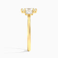 Marquise Three Stone Emerald Lab Diamond Engagement Ring In 14K Yellow Gold, Side View
