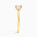 Oval Three Stone Emerald Lab Diamond Engagement Ring In 18K Yellow Gold, Side View