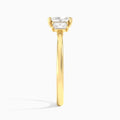 Radiant Three Stone Emerald Lab Diamond Engagement Ring In 18K Yellow Gold, Side View
