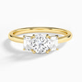 Round Three Stone Emerald Lab Diamond Engagement Ring In 14K Yellow Gold - Lucenjuri