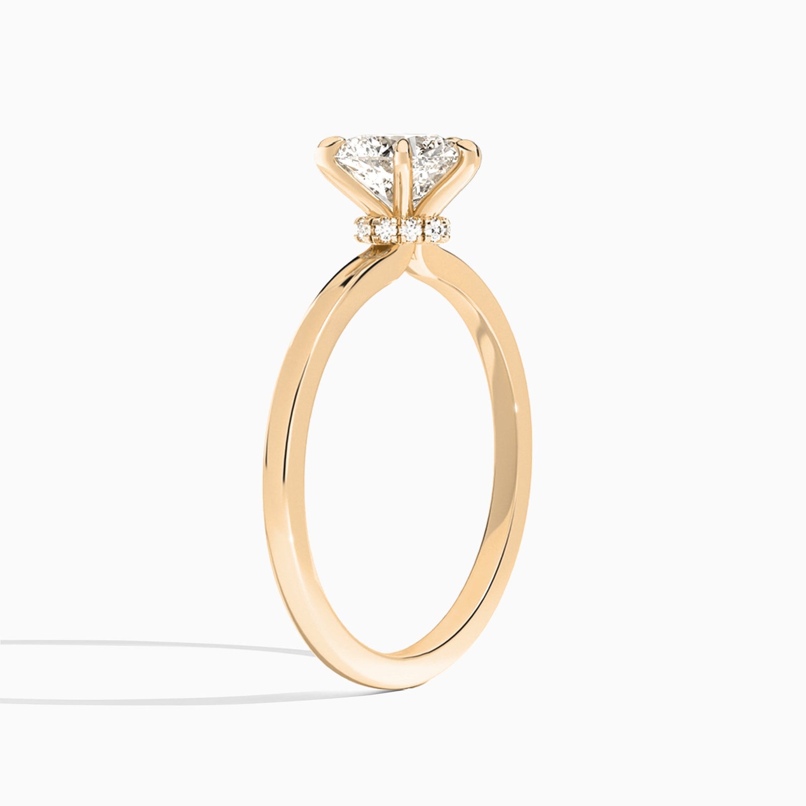 Heart Mystique Halo Lab Grown Diamond Engagement Ring In 14K Rose Gold, Angle View