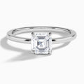 Asscher Mystique Halo Lab Grown Diamond Engagement Ring In 18K White Gold - Lucenjuri