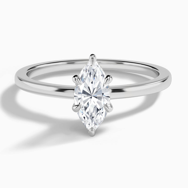 Marquise Mystique Halo Lab Grown Diamond Engagement Ring In 14K White Gold - Lucenjuri