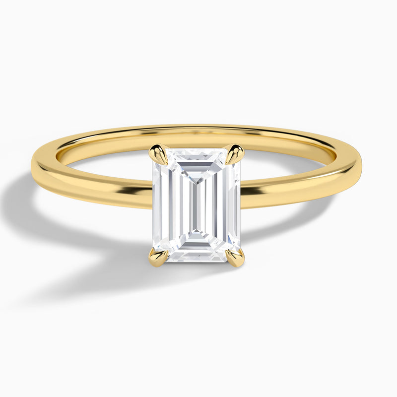 Emerald Mystique Halo Lab Diamond Engagement Ring In 14K Yellow Gold - Lucenjuri