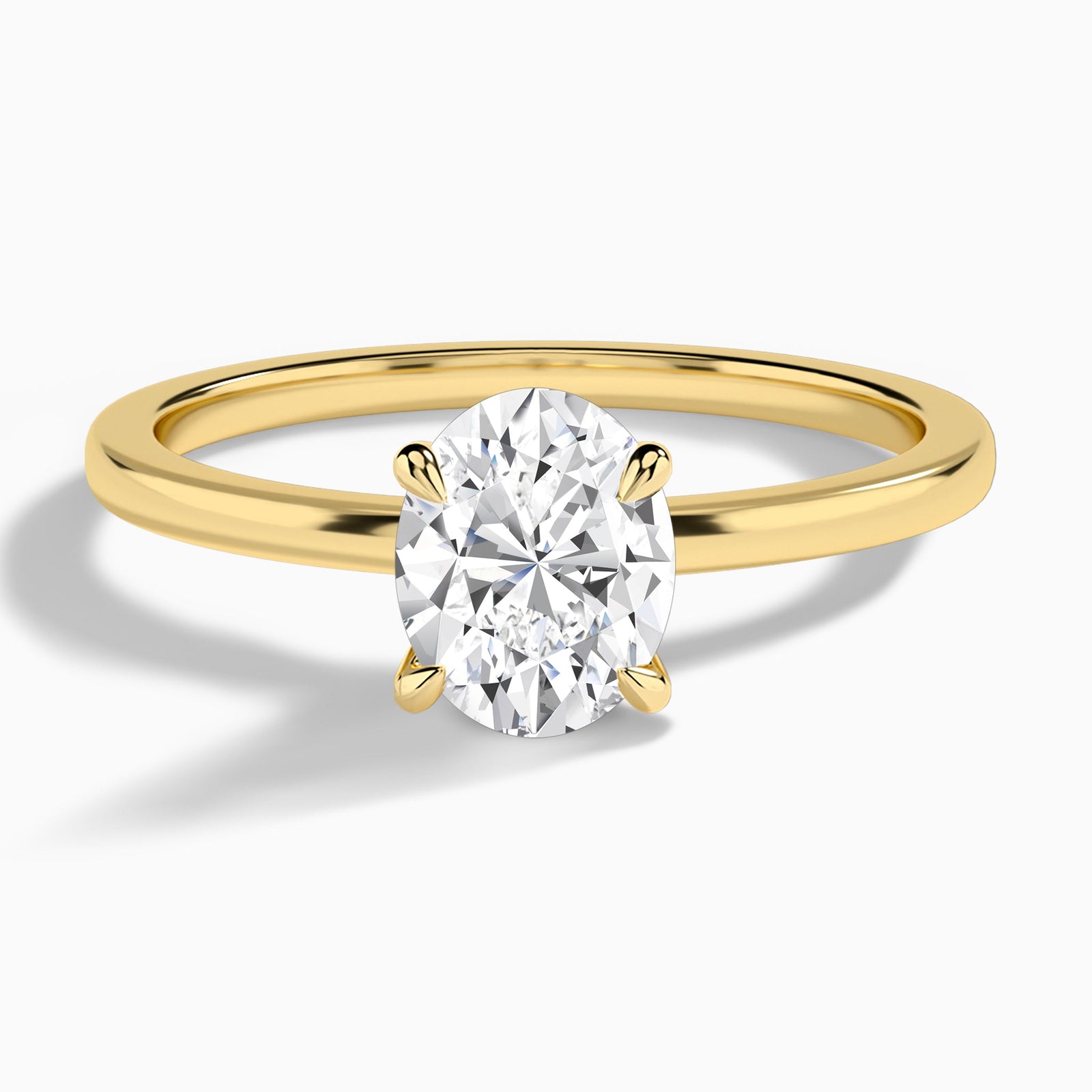 Oval Mystique Halo Lab Diamond Engagement Ring In 14K Yellow Gold - Lucenjuri