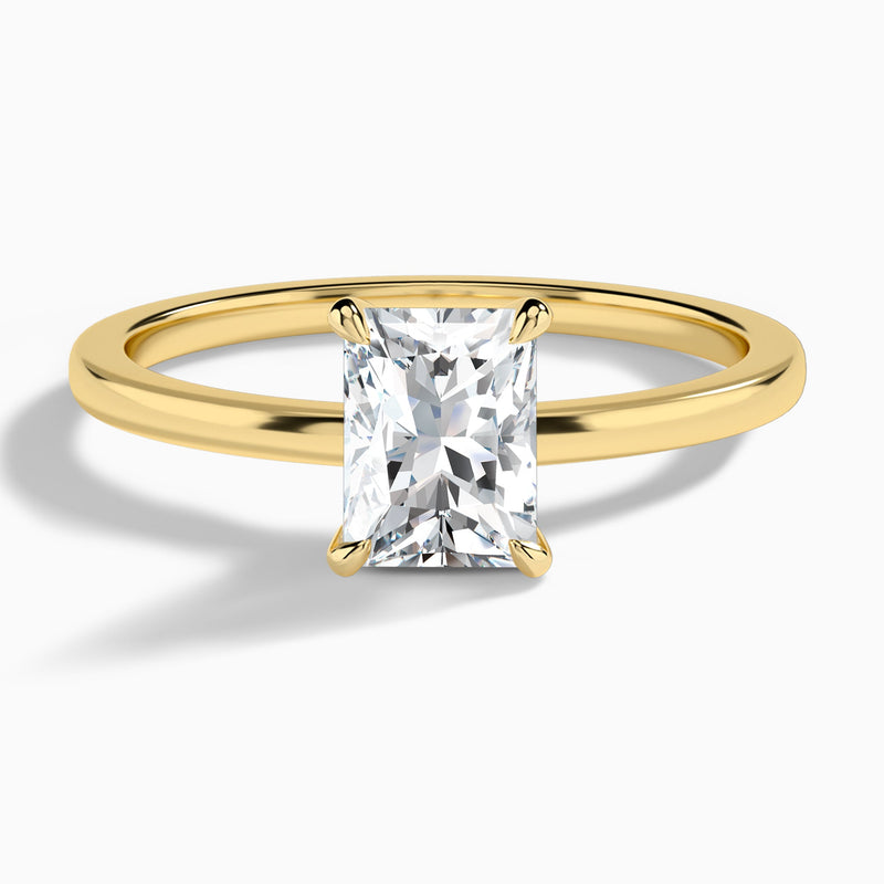 Radiant Mystique Halo Lab Diamond Engagement Ring In 18K Yellow Gold - Lucenjuri
