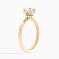 Round Double Hidden Halo Lab Diamond Engagement Ring In 14K Rose Gold, Angle View