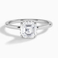 Asscher Double Hidden Halo Lab Diamond Engagement Ring In 18K White Gold - Lucenjuri