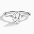 Oval Double Hidden Halo Lab Diamond Engagement Ring In 14K White Gold - Lucenjuri