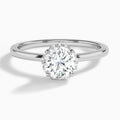 Round Double Hidden Halo Lab Diamond Engagement Ring In 14K White Gold - Lucenjuri