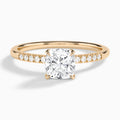 Cushion Petite Pavé Valentina Lab Diamond Engagement Ring In 14K Rose Gold - Lucenjuri