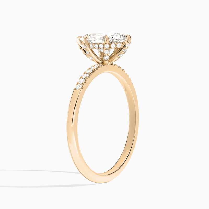 Pear Petite Pavé Valentina Lab Diamond Engagement Ring In 14K Rose Gold, Angle View