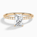 Radiant Petite Pavé Valentina Lab Diamond Engagement Ring In 14K Rose Gold - Lucenjuri