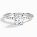 Round Petite Pavé Valentina Lab Diamond Engagement Ring In 14K White Gold - Lucenjuri
