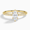 Marquise Petite Pavé Valentina Lab Diamond Engagement Ring In 14K Yellow Gold - Lucenjuri