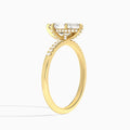 Marquise Petite Pavé Valentina Lab Diamond Engagement Ring In 14K Yellow Gold, Angle View
