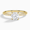 Round Petite Pavé Valentina Lab Diamond Engagement Ring In 18K Yellow Gold - Lucenjuri
