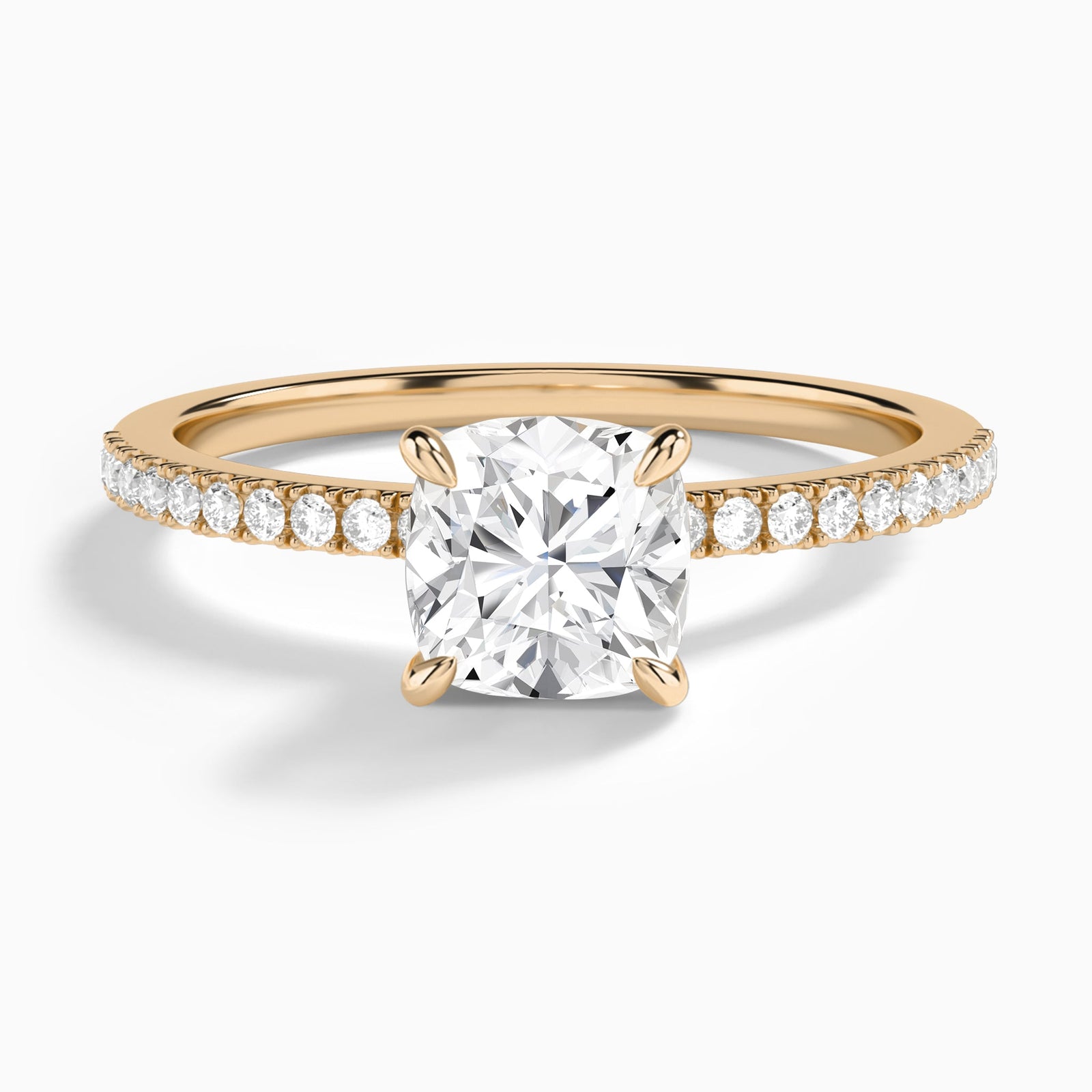 Cushion Petite Aurea Lab Grown Diamond Engagement Ring In 14K Rose Gold - Lucenjuri