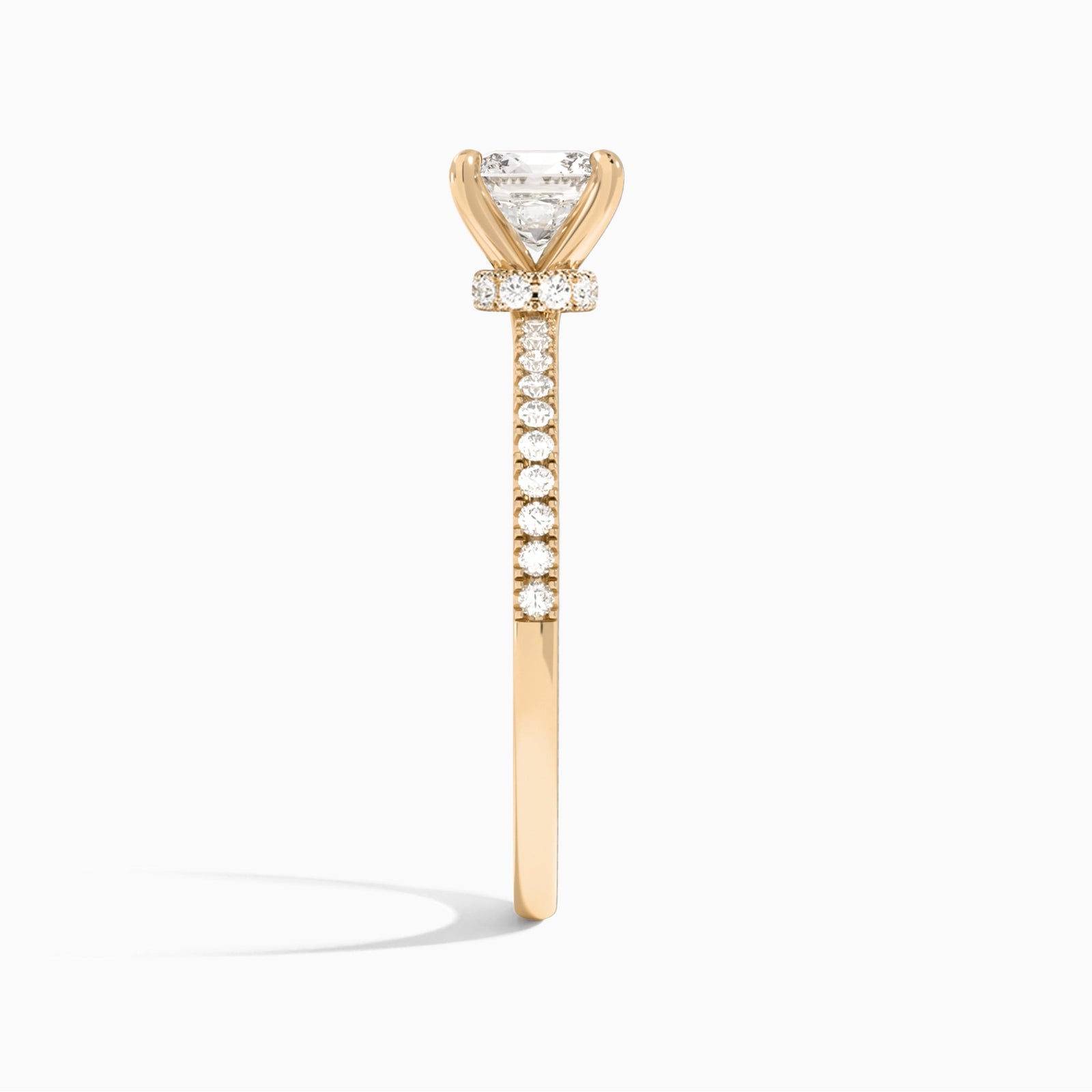 Cushion Petite Aurea Lab Grown Diamond Engagement Ring In 14K Rose Gold, Side View