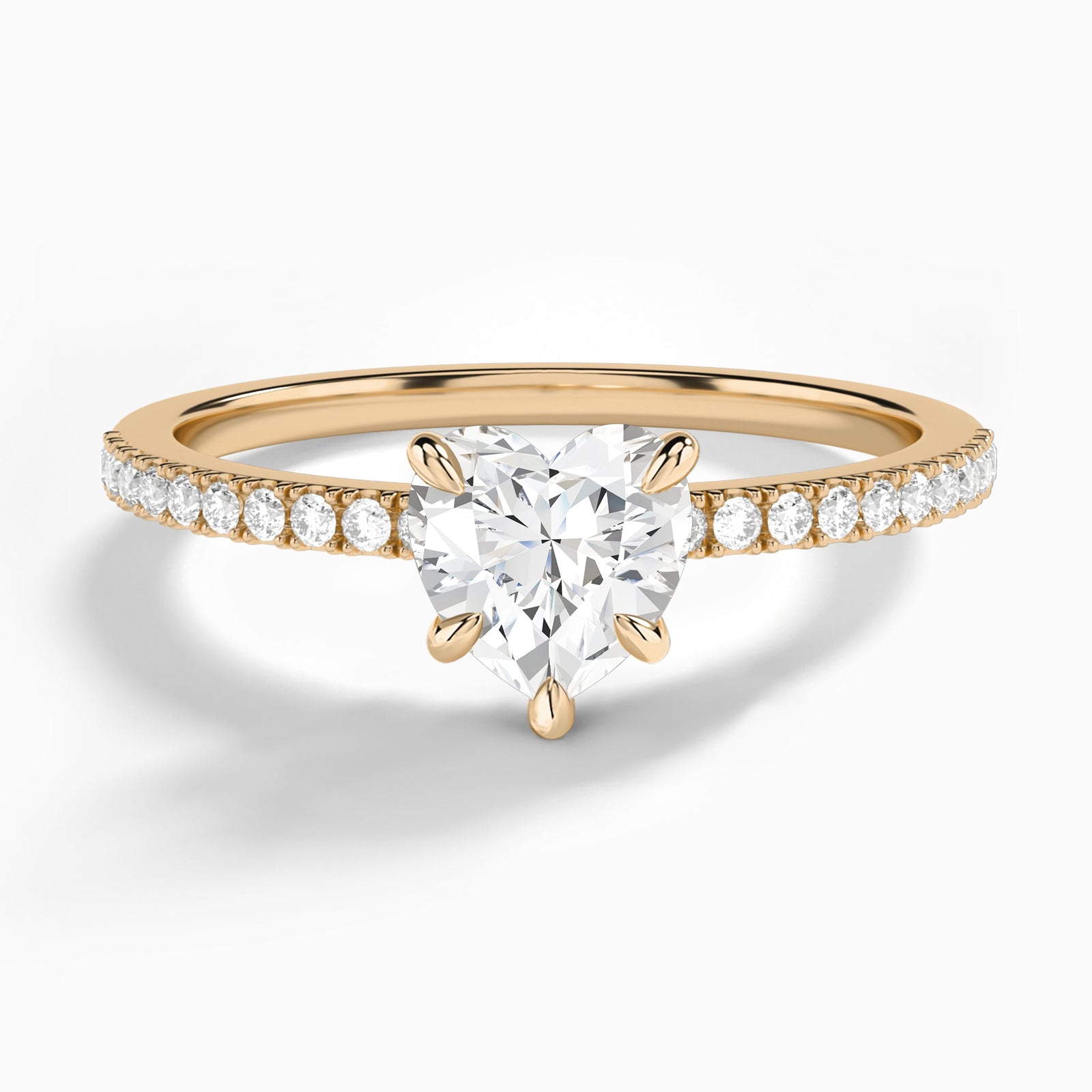 Heart Petite Aurea Lab Grown Diamond Engagement Ring In 14K Rose Gold - Lucenjuri