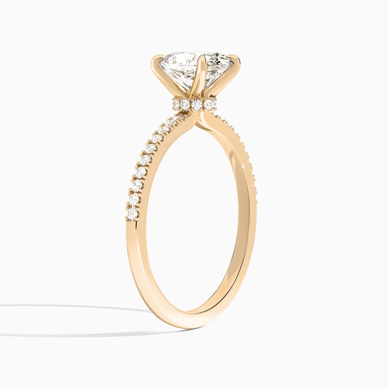 Oval Petite Aurea Lab Grown Diamond Engagement Ring In 14K Rose Gold, Angle View