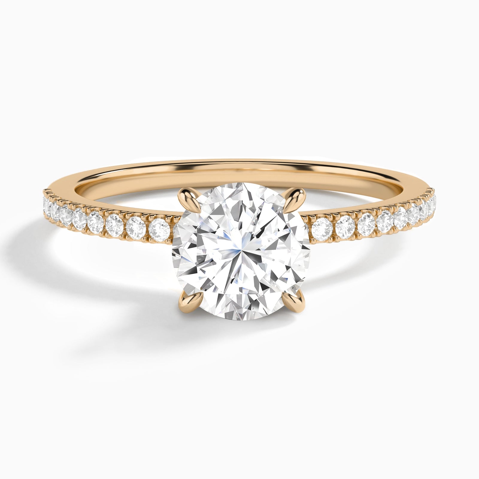 Round Petite Aurea Lab Grown Diamond Engagement Ring In 14K Rose Gold - Lucenjuri