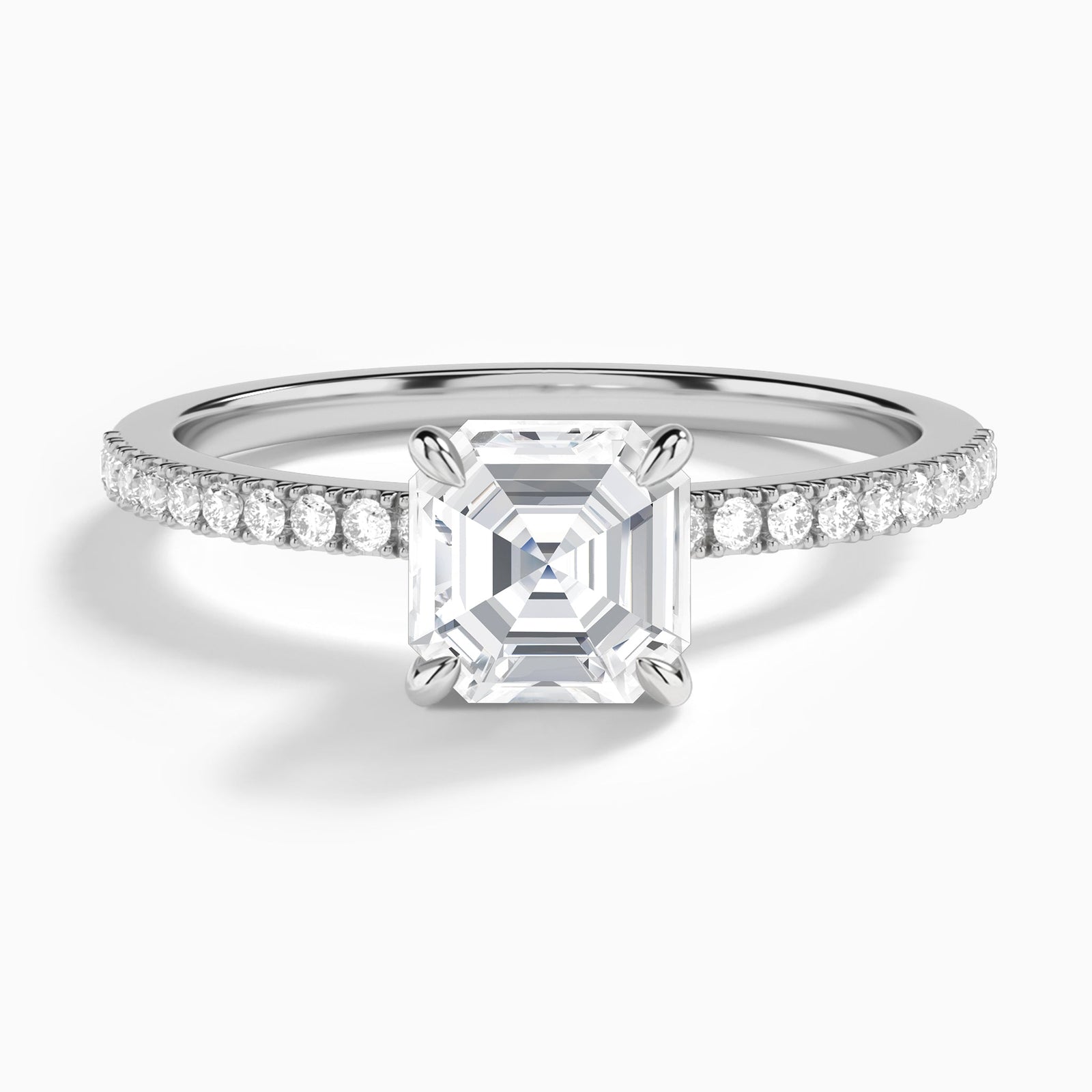 Asscher Petite Aurea Lab Grown Diamond Engagement Ring In 18K White Gold - Lucenjuri