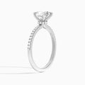 Oval Petite Aurea Lab Grown Diamond Engagement Ring In 14K White Gold, Angle View