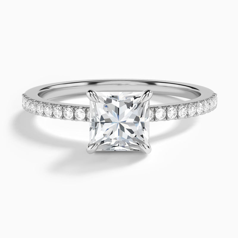 Princess Petite Aurea Lab Grown Diamond Engagement Ring In 18K White Gold - Lucenjuri