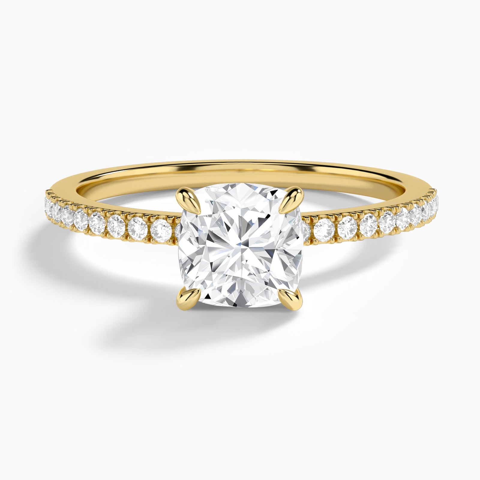 Cushion Petite Aurea Lab Grown Diamond Engagement Ring In 14K Yellow Gold - Lucenjuri