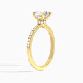 Oval Petite Aurea Lab Grown Diamond Engagement Ring In 18K Yellow Gold, Angle View