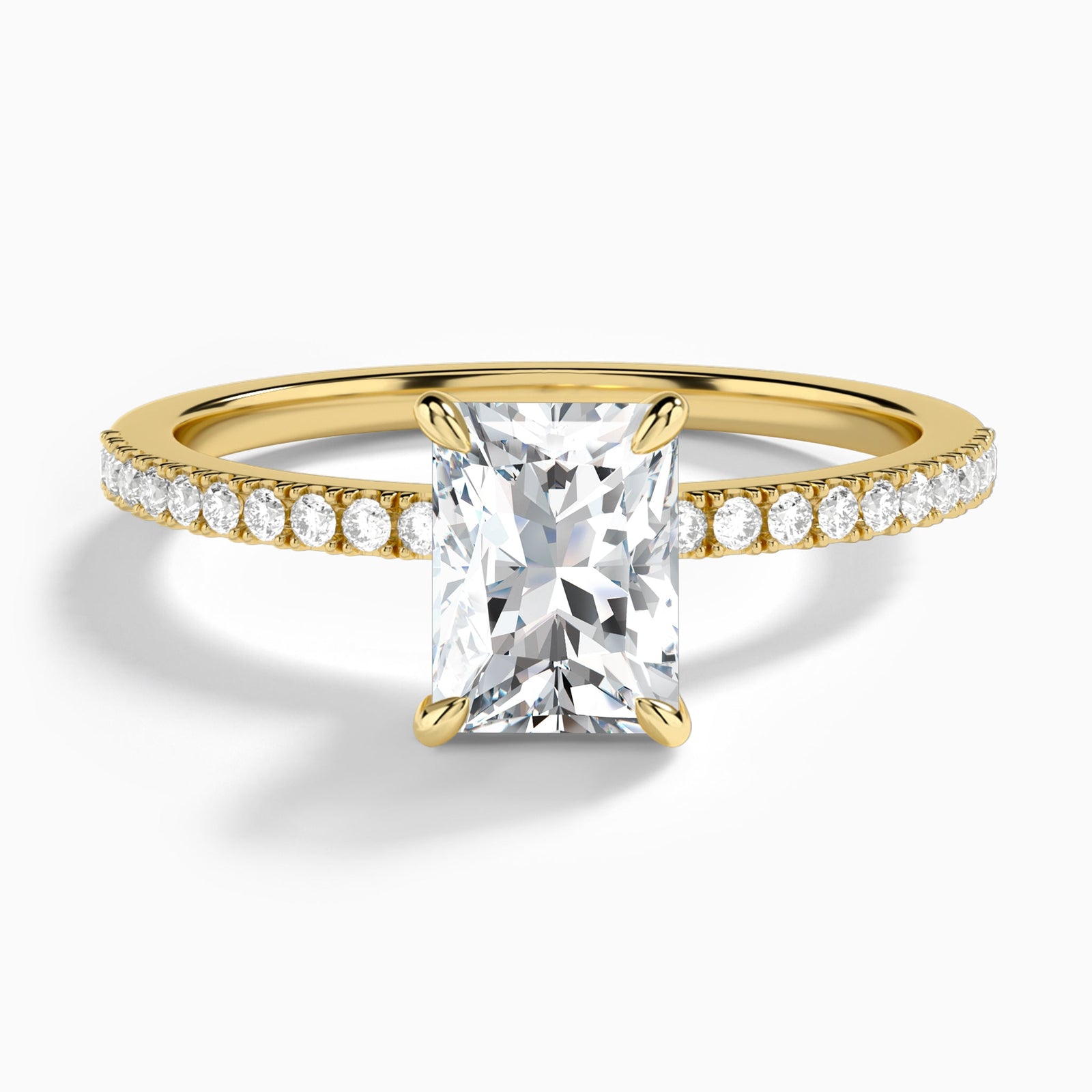 Radiant Petite Aurea Lab Grown Diamond Engagement Ring In 18K Yellow Gold - Lucenjuri