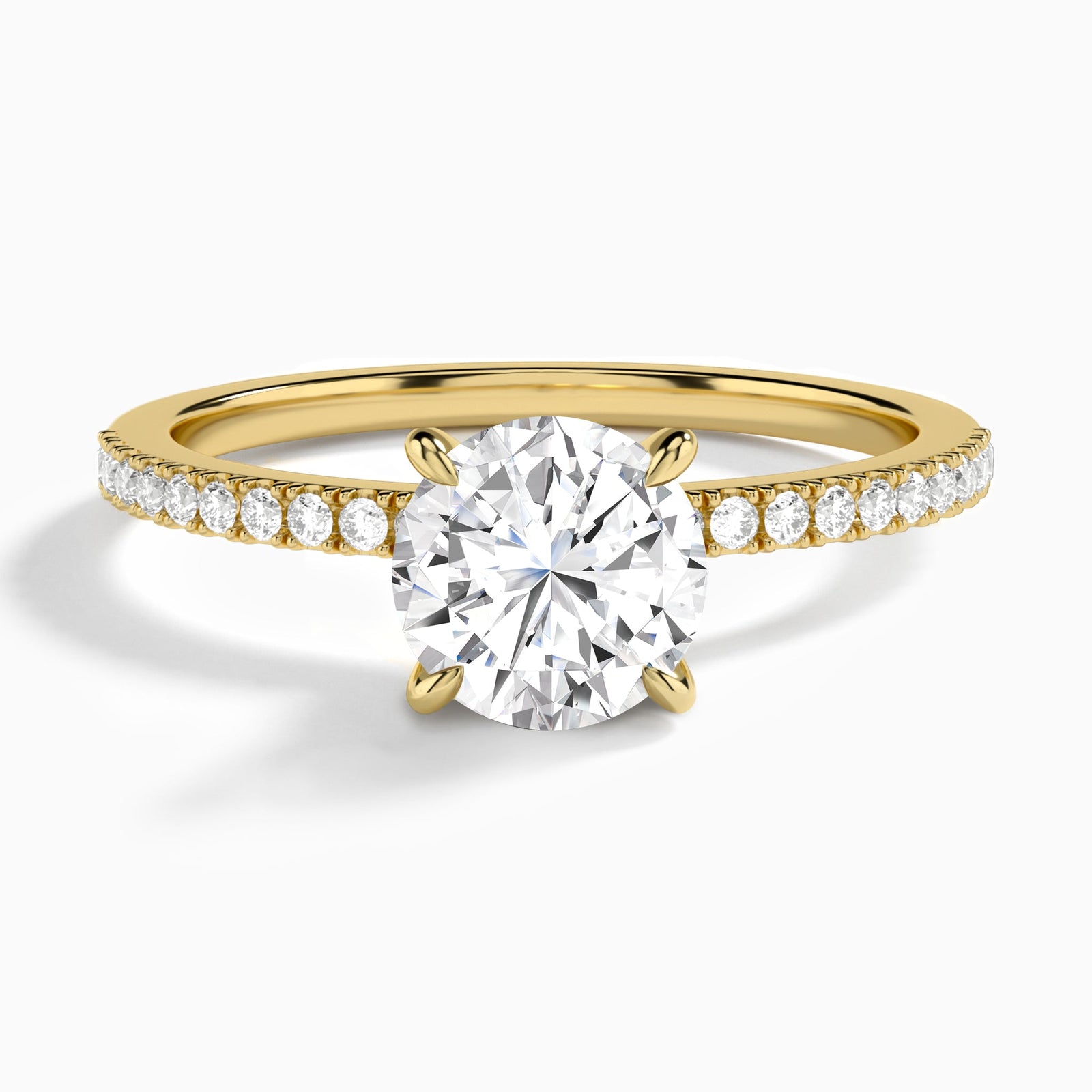 Round Petite Aurea Lab Grown Diamond Engagement Ring In 14K Yellow Gold - Lucenjuri