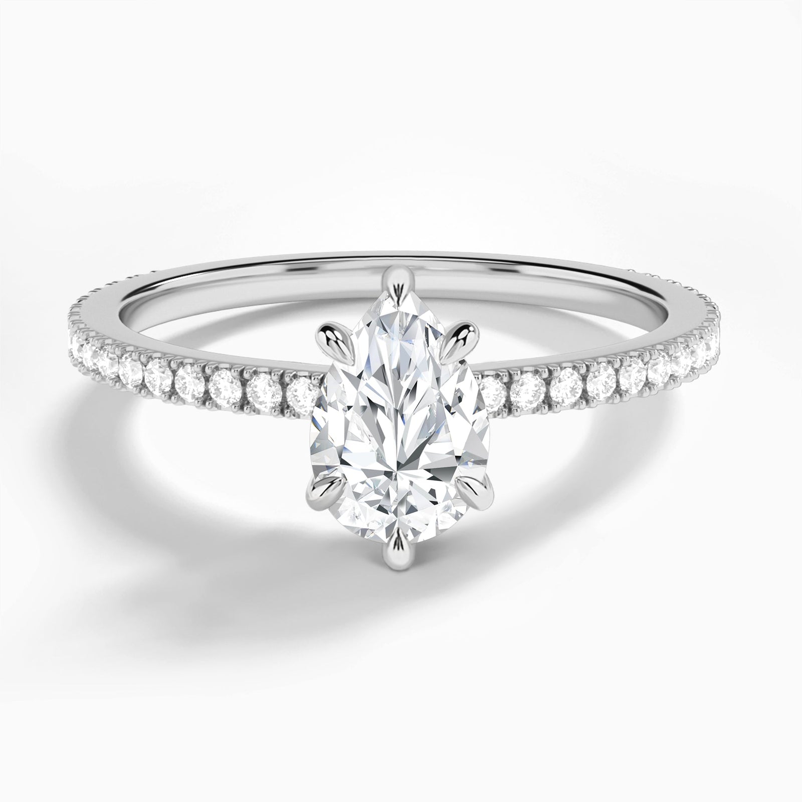 Pear Aurea Lab Grown Diamond Engagement Ring In 14K White Gold - Lucenjuri
