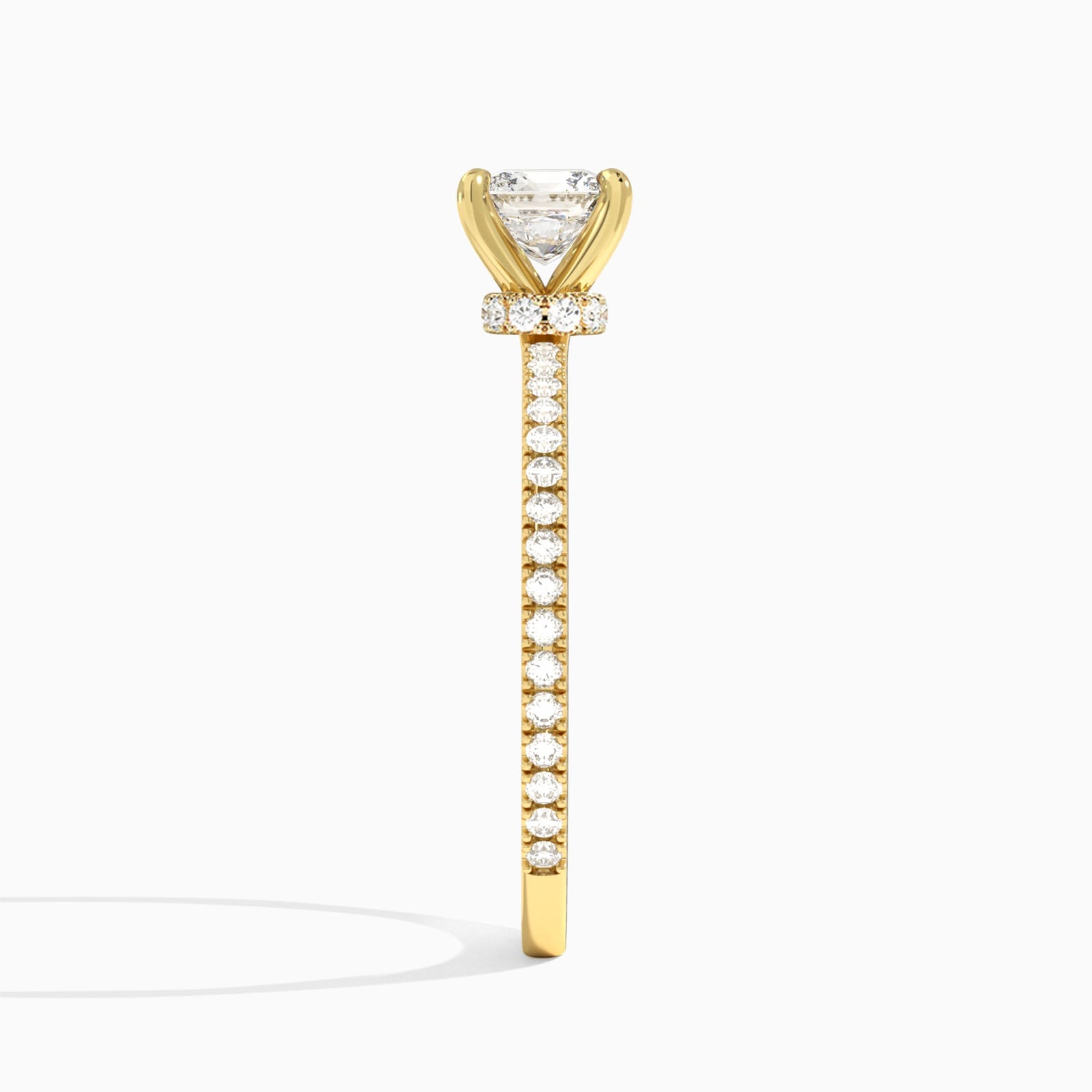 Cushion Aurea Lab Grown Diamond Engagement Ring In 14K Yellow Gold, Side View