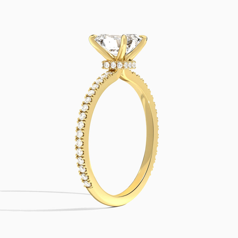 Emerald Aurea Lab Grown Diamond Engagement Ring In 14K Yellow Gold, Angle View