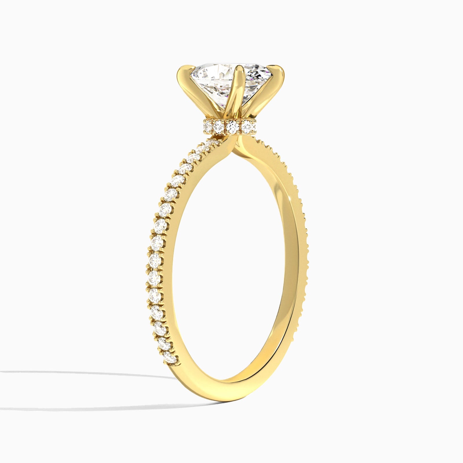 Oval Aurea Lab Grown Diamond Engagement Ring In 14K Yellow Gold, Angle View