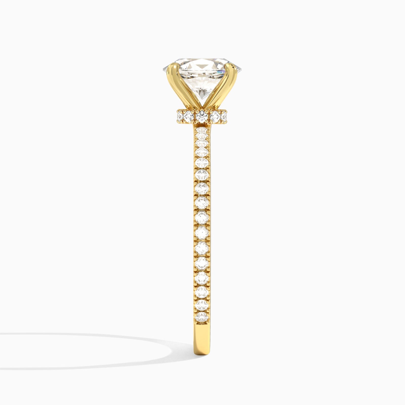 Oval Aurea Lab Grown Diamond Engagement Ring In 14K Yellow Gold, Side View